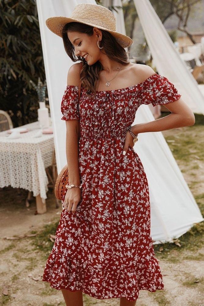 Bohemian Style Off Shoulder Dress