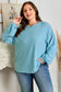 Light Blue Textured Drop Shoulder Plus Size Knit Top