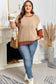 Light French Beige Contrast Stitch Detail Color Block Knitted Plus Size Sweater