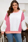Red Stripe Color Block Patchwork Seam Detail Plus Size Sweatshirt