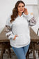 Light Grey Camouflage Patchwork Asymmetric Sleeve Plus Size Hoodie