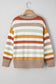 Multicolour Striped Colorblock Drop Shoulder Plus Size Sweater