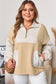 Khaki Stripe Mix Half Zip French Terry Plus Size Sweatshirt
