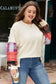 Beige Plus Size Multicolor Plaid Patchwork Sleeve Pullover Top