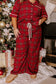 Red Plus Size Plaid Short Sleeve Shirt Loose Pants 2pcs Pajama Set