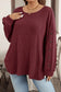 Wild Ginger Plus Size Ribbed Button Decor Long Sleeve Loose Top