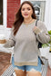 Brown Stripe Plus Size Breathable Knit Ribbed Trim Long Sleeve Top