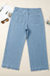 Dusk Blue Patched Pocket Textured Wide Leg Plus Size Jeans