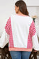 Red Stripe Color Block Patchwork Seam Detail Plus Size Sweatshirt