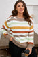 Multicolour Striped Colorblock Drop Shoulder Plus Size Sweater