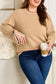 Tan Plus Size Leopard Bow Decor Split Cuffs Loose Sweater