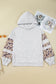 Light Grey Camouflage Patchwork Asymmetric Sleeve Plus Size Hoodie