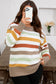 Multicolour Striped Colorblock Drop Shoulder Plus Size Sweater