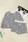 Khaki Plus Size Leopard Loose Pullover Casual Shorts 2pcs Outfit