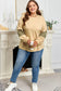 Laurel Green Exposed Seam Contrast Texture Patchwork Plus Size Drop Shoulder Pullover