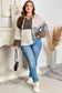 Brown Plus Size Color Block Patchwork Knotted Back Loose Fit Sweater