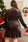 Coffee Plus Size Velvet Babydoll Mini Dress with Puff Sleeve