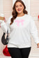 Beige Big Bow Accent Plus Size Drop Shoulder Sweatshirt