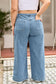 Dusk Blue Patched Pocket Textured Wide Leg Plus Size Jeans