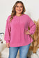 Bonbon Spiral Ribbed Exposed Seam Detail Plus Size Long Sleeve Top