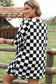 Black Checkered Pattern Tee and Shorts Plus Size Two Piece Set