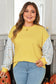 Yellow Stripe Striped Contrast Floral Sleeve Patchwork Plus Size Loose Top