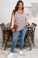 Parchment Leopard Colorblock Patchwork Twist Ribbed Plus Size V Neck Baggy Pullover