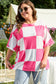 White Textured Checkerboard Round Neck Plus Size T Shirt