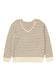 Khaki Stripe Plus Size V Neck Drop Shoulder Sweater