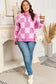 Pink Plus Size Checkered Collared Half Button Sweater