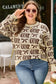 Brown Bow Horseshoe Print Checkered Plus Size Sweater