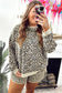 Khaki Plus Size Leopard Loose Pullover Casual Shorts 2pcs Outfit