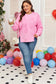 Pink Big Bow Lace Embroidered Dolman Sleeve Slit Plus Size Sweatshirt