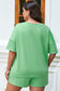 Mint Green Plus Size V Neck Tee Patched Pocket Drawstring Shorts Set