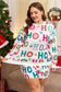 White Plus Size Christmas Ho Ho Ho Print Long Sleeve Top and Shorts 2pc Lounge Set