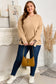 Tan Plus Size Leopard Bow Decor Split Cuffs Loose Sweater
