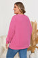 Bonbon Spiral Ribbed Exposed Seam Detail Plus Size Long Sleeve Top
