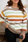 Multicolour Striped Colorblock Drop Shoulder Plus Size Sweater