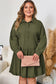Four Leaf Clover Plus Size Collar Half Button Long Sleeve Ruffle Hem Mini Dress