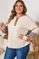 Parchment Plus Size Waffle Colorblock Striped Plaid Patchwork Half Button Pullover