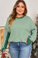 Green Stripe Exposed Seam Patchwork Plus Size Thermal Top
