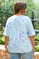 Sky Blue Leopard Print Short Sleeve V Neck Plus Size Top