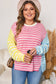 Multicolour Striped Exposed Seam Colorblock Patchwork Plus Size Sweater