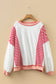 Red Stripe Color Block Patchwork Seam Detail Plus Size Sweatshirt