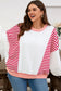 Red Stripe Color Block Patchwork Seam Detail Plus Size Sweatshirt