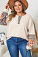 Parchment Plus Size Waffle Colorblock Striped Plaid Patchwork Half Button Pullover