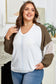 Green Colorblock Lace Patchwork Balloon Sleeve V Neck Plus Size Blouse