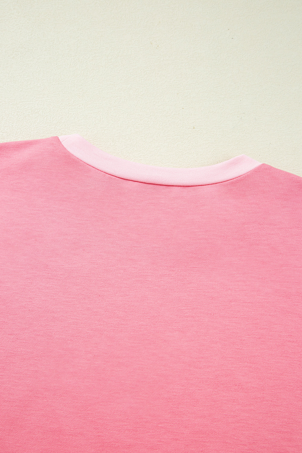 Peach Blossom Two Tones Patchwork Half Sleeve Plus Size T Shirt