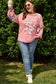 Peach Blossom Plus Size Floral Applique Drop Shoulder Sweatshirt