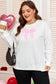 Beige Big Bow Accent Plus Size Drop Shoulder Sweatshirt